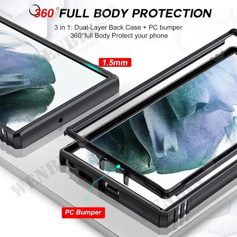 Heavy Duty Magnetic Armor Case with Kickstand for Samsung Galaxy