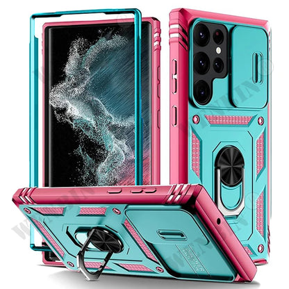 Heavy Duty Magnetic Armor Case with Kickstand for Samsung Galaxy