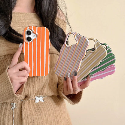 Glossy Striped iPhone Case – Slim Fashion Wave Edge Cover