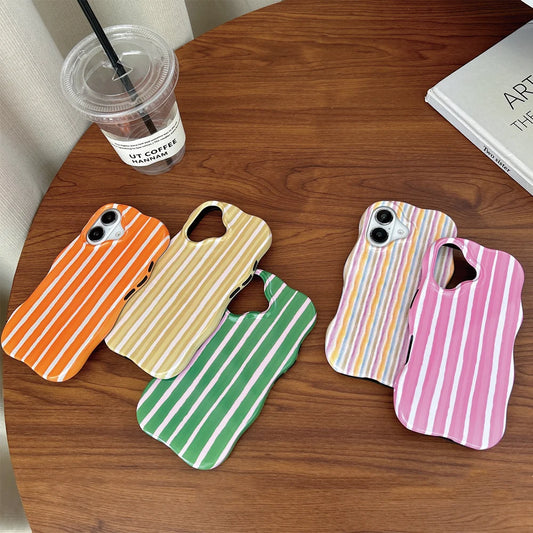 Glossy Striped iPhone Case – Slim Fashion Wave Edge Cover