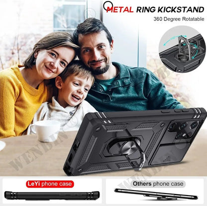 Heavy Duty Magnetic Armor Case with Kickstand for Samsung Galaxy