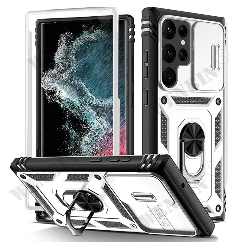 Heavy Duty Magnetic Armor Case with Kickstand for Samsung Galaxy