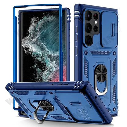 Heavy Duty Magnetic Armor Case with Kickstand for Samsung Galaxy