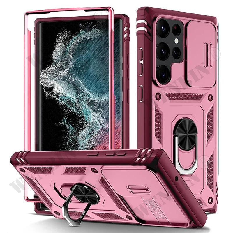 Heavy Duty Magnetic Armor Case with Kickstand for Samsung Galaxy