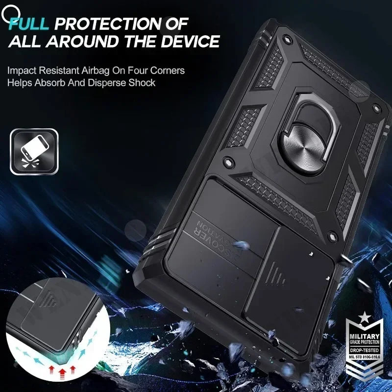 Heavy Duty Magnetic Armor Case with Kickstand for Samsung Galaxy