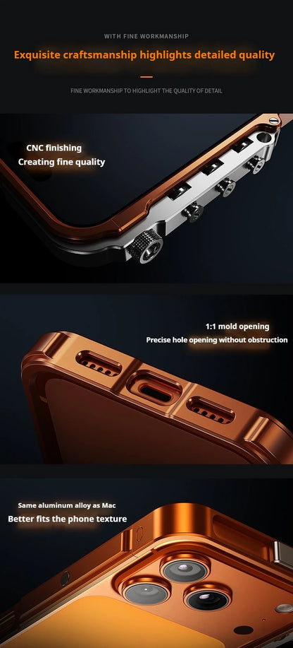 Metal Armor iPhone Case – Cyberpunk Aluminum Frame Protection