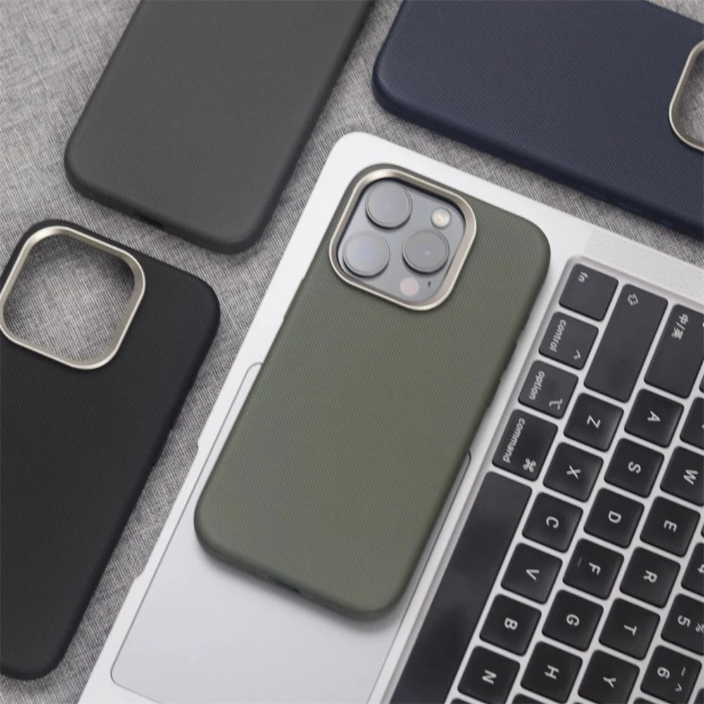 MagSafe PU Leather Alloy Frame Case – iPhone Pro Max Series