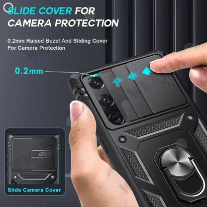 Heavy Duty Magnetic Armor Case with Kickstand for Samsung Galaxy