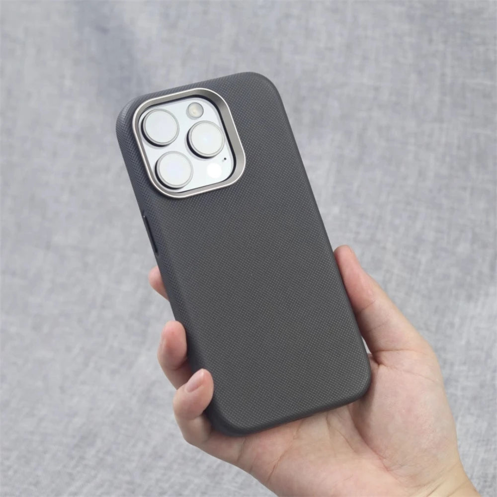 MagSafe PU Leather Alloy Frame Case – iPhone Pro Max Series